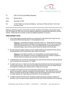AEG Live - Summary of Public Comment at 10-31-07 Community Meeting