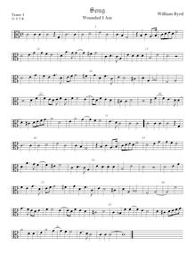 Partition ténor viole de gambe 1, octave aigu clef, chansons of Sundry Natures par William Byrd
