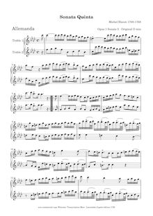Partition No.5 en F minor, 6 sonates pour 2 flûtes, 6 sonates pour deux flûtes traversières sans basse