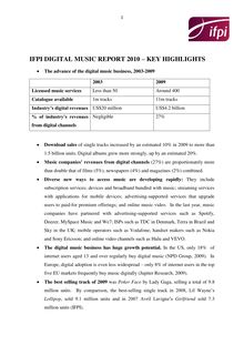 IFPI DIGITAL MUSIC REPORT 2010  KEY HIGHLIGHTS