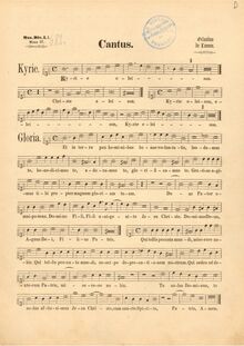 Partition Cantus (color scan), Missa Jäger, Missa Venatorum, Missa octavi toni