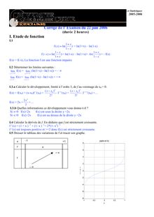 LM100 Méthodes de calculs et Statistiques Corrigé de l  Examen du juin durée heures I Etude de fonction I f ln