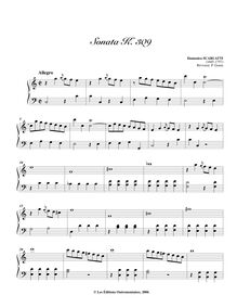 Partition Sonata K.309, 100 clavier sonates, Scarlatti, Domenico