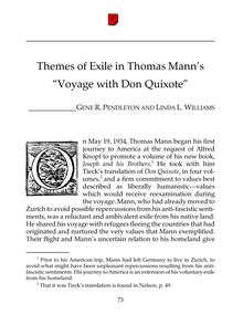 Themes of exile in thomas mann s  voyage with don quixote