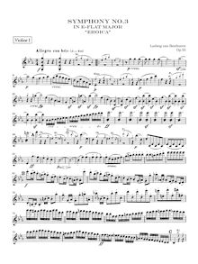Partition violons I, Symphony No.3, Op.55, Eroica, E♭ major, Beethoven, Ludwig van