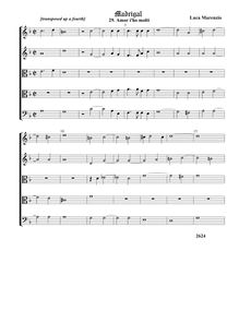 Partition , Amor i ho molti - partition complète - transposed (Tr Tr T T B), madrigaux pour 5 voix