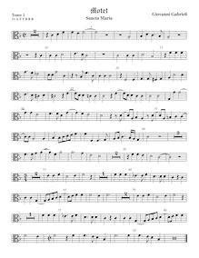 Partition ténor viole de gambe 2, alto clef, Sancta Maria à 7, Gabrieli, Giovanni