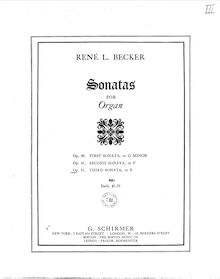 Partition complète, orgue Sonata No.3, Op.43, Becker, René Louis