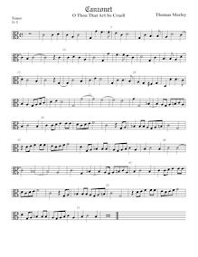Partition ténor viole de gambe, alto clef, pour First Booke of chansonnettes to Two Voyces par Thomas Morley