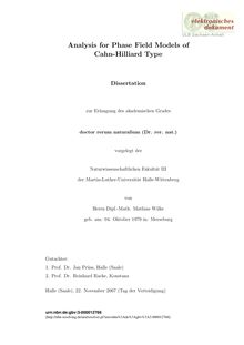 Analysis for phase field models of Cahn-Hilliard type [Elektronische Ressource] / von Mathias Wilke