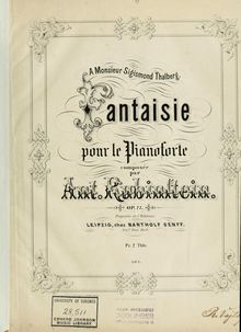 Partition couverture couleur, Fantaisie, Op.77, Rubinstein, Anton